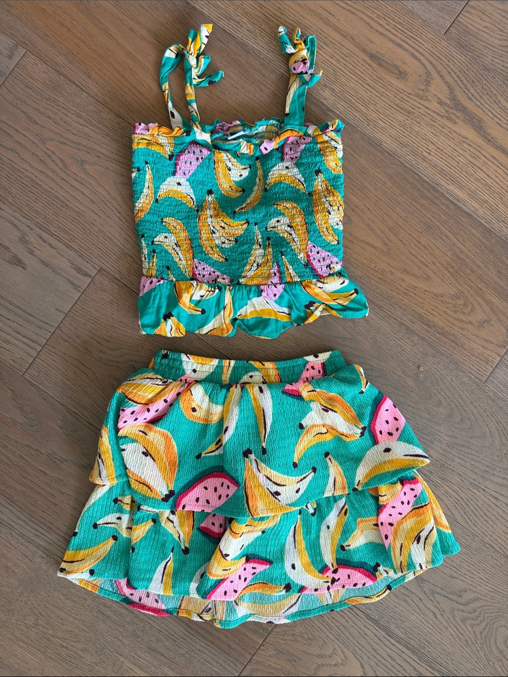 Old Navy Teal Banana & Pink Watermelon Two-Piece Set